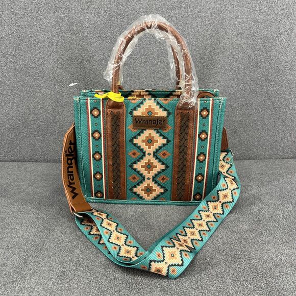 Wrangler Handbags - Wrangler Southwestern Small Crossbody Tote Bag Green WG2203-8120S\STQ